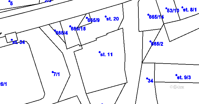 Parcela st. 11 v KÚ Čelistná, Katastrální mapa