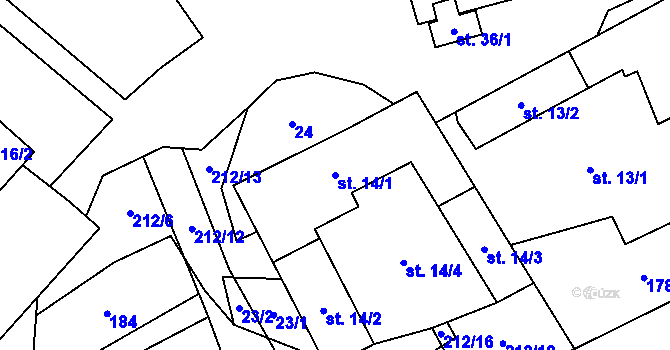 Parcela st. 14/1 v KÚ Čelistná, Katastrální mapa