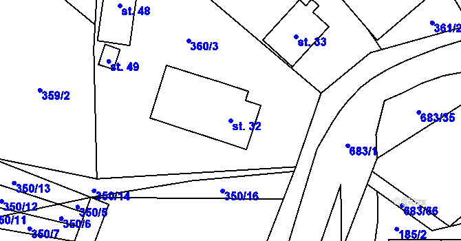 Parcela st. 32 v KÚ Čelistná, Katastrální mapa