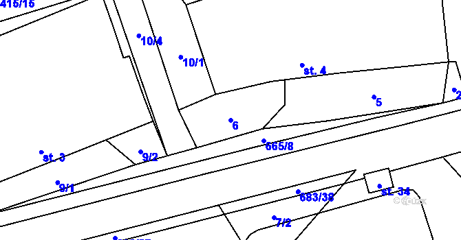 Parcela st. 6 v KÚ Čelistná, Katastrální mapa