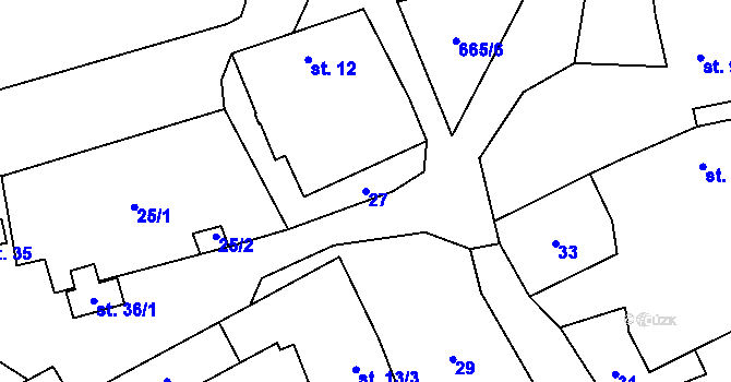 Parcela st. 27 v KÚ Čelistná, Katastrální mapa