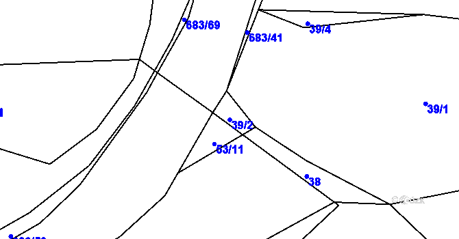 Parcela st. 39/2 v KÚ Čelistná, Katastrální mapa