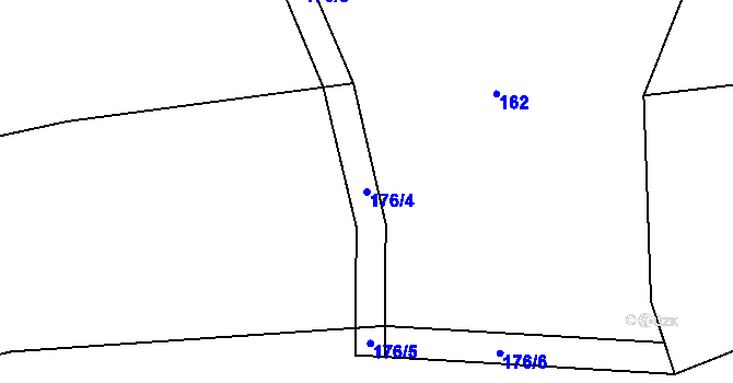 Parcela st. 176/4 v KÚ Čelistná, Katastrální mapa