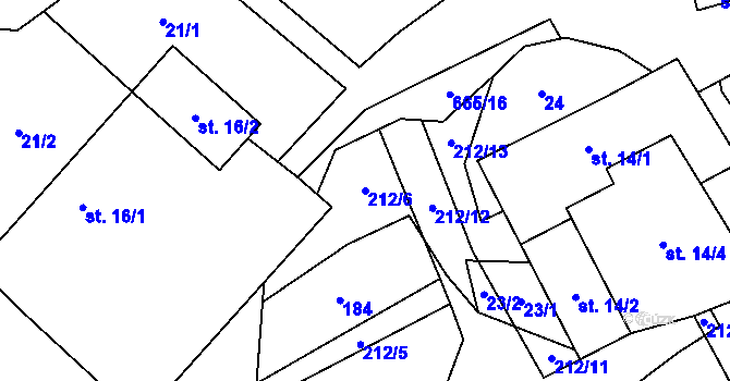 Parcela st. 212/6 v KÚ Čelistná, Katastrální mapa