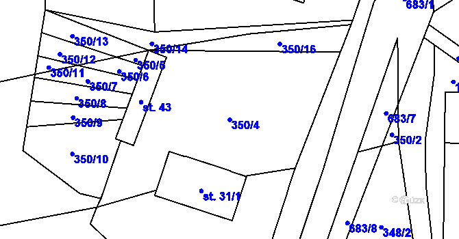 Parcela st. 350/4 v KÚ Čelistná, Katastrální mapa