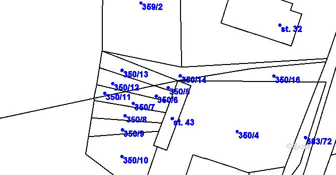 Parcela st. 350/5 v KÚ Čelistná, Katastrální mapa