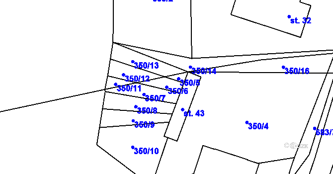 Parcela st. 350/6 v KÚ Čelistná, Katastrální mapa
