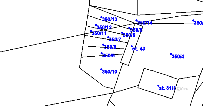 Parcela st. 350/9 v KÚ Čelistná, Katastrální mapa