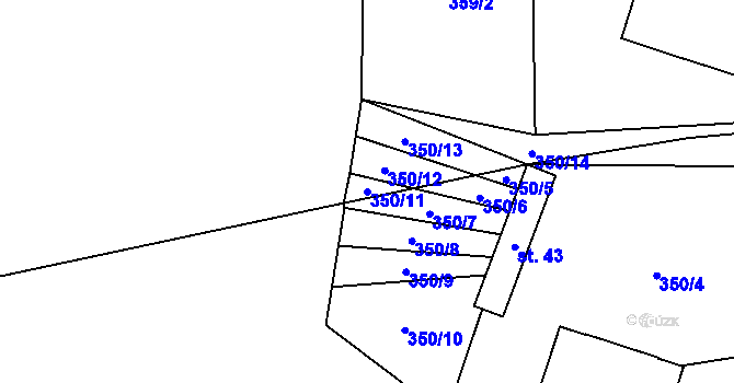 Parcela st. 350/11 v KÚ Čelistná, Katastrální mapa