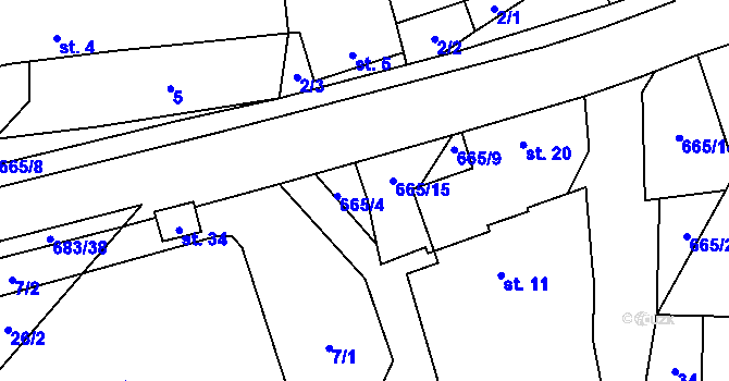 Parcela st. 665/4 v KÚ Čelistná, Katastrální mapa