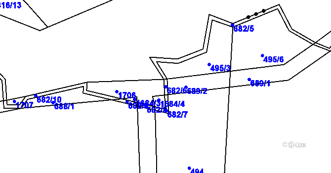 Parcela st. 682/6 v KÚ Čelistná, Katastrální mapa