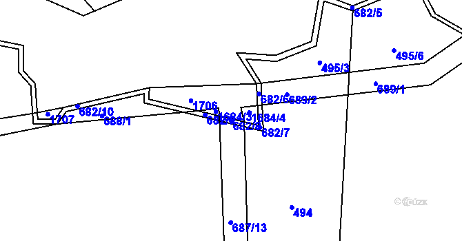 Parcela st. 682/8 v KÚ Čelistná, Katastrální mapa
