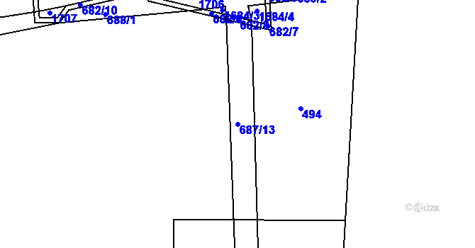 Parcela st. 687/13 v KÚ Čelistná, Katastrální mapa