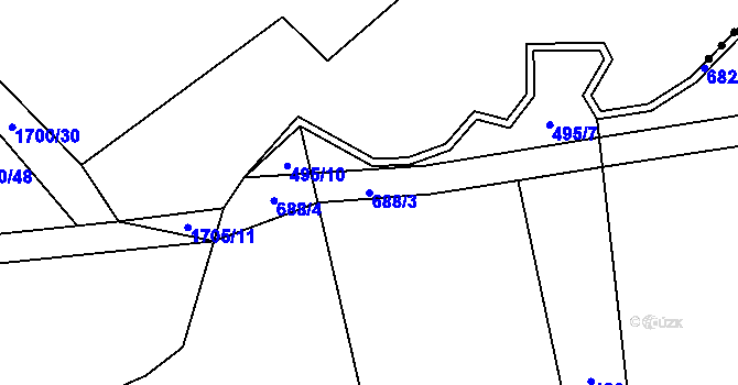Parcela st. 688/3 v KÚ Čelistná, Katastrální mapa