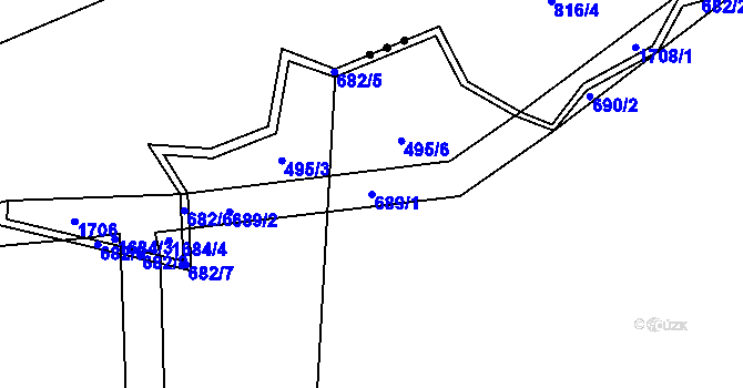 Parcela st. 689/1 v KÚ Čelistná, Katastrální mapa
