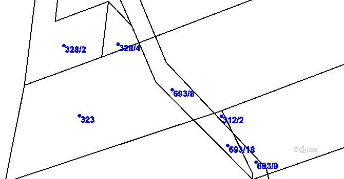 Parcela st. 693/8 v KÚ Čelistná, Katastrální mapa