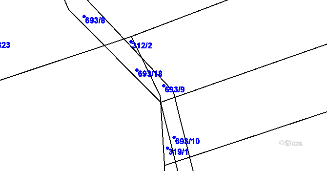 Parcela st. 693/9 v KÚ Čelistná, Katastrální mapa