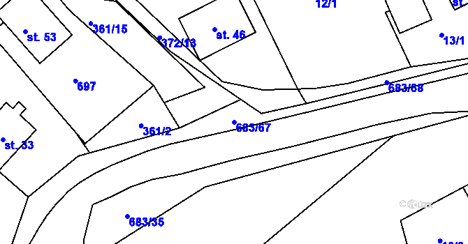 Parcela st. 683/67 v KÚ Čelistná, Katastrální mapa