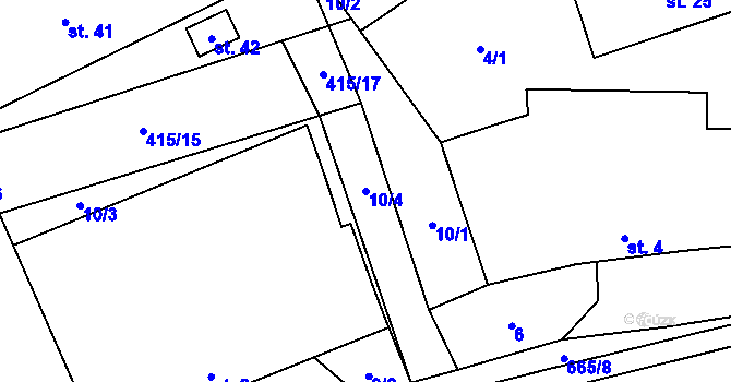 Parcela st. 10/4 v KÚ Čelistná, Katastrální mapa