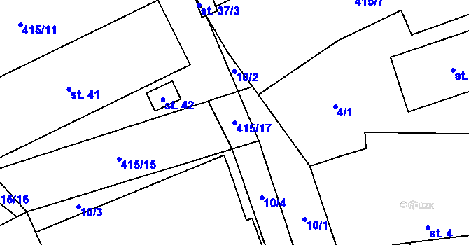 Parcela st. 415/17 v KÚ Čelistná, Katastrální mapa