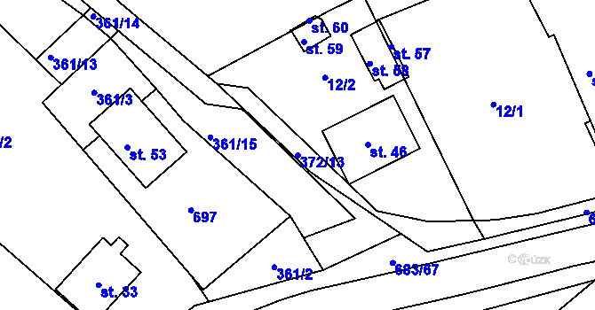 Parcela st. 372/13 v KÚ Čelistná, Katastrální mapa