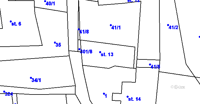 Parcela st. 13 v KÚ Vlásenice-Drbohlavy, Katastrální mapa