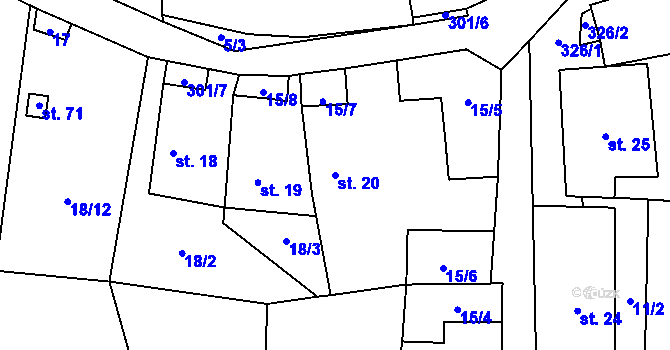Parcela st. 20 v KÚ Vlásenice-Drbohlavy, Katastrální mapa