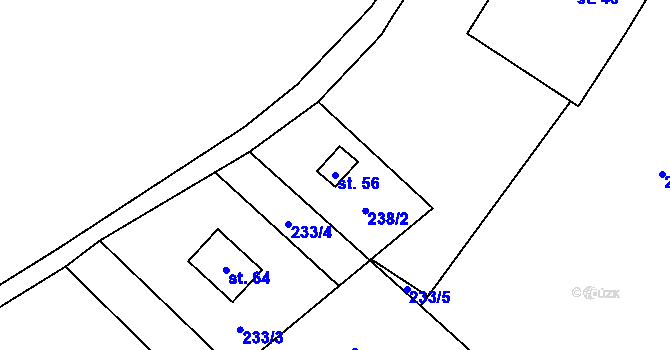 Parcela st. 56 v KÚ Vlásenice-Drbohlavy, Katastrální mapa