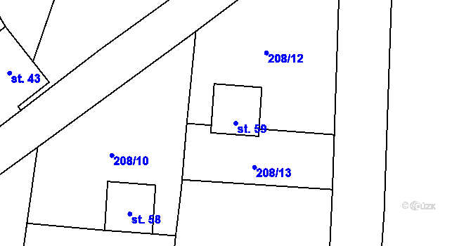 Parcela st. 59 v KÚ Vlásenice-Drbohlavy, Katastrální mapa