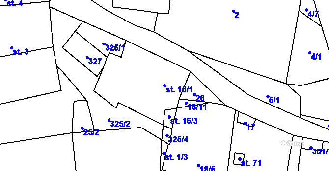 Parcela st. 16/1 v KÚ Vlásenice-Drbohlavy, Katastrální mapa