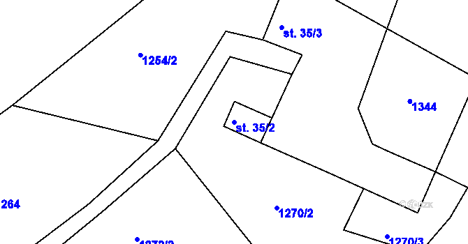 Parcela st. 35/2 v KÚ Čelivo, Katastrální mapa