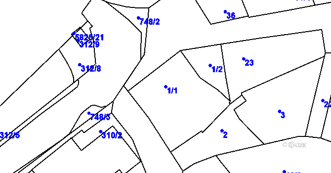 Parcela st. 1/1 v KÚ Čelkovice, Katastrální mapa