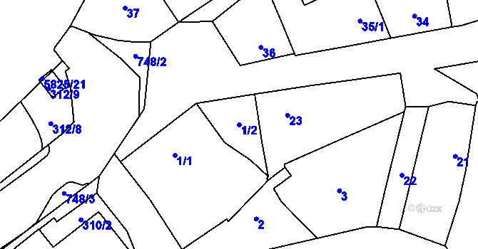 Parcela st. 1/2 v KÚ Čelkovice, Katastrální mapa