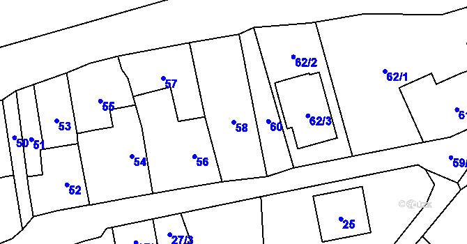 Parcela st. 58 v KÚ Čelkovice, Katastrální mapa