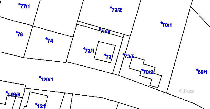 Parcela st. 72 v KÚ Čelkovice, Katastrální mapa