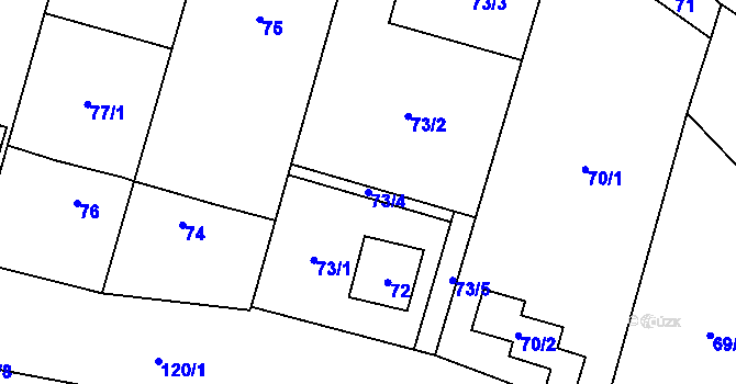 Parcela st. 73/4 v KÚ Čelkovice, Katastrální mapa
