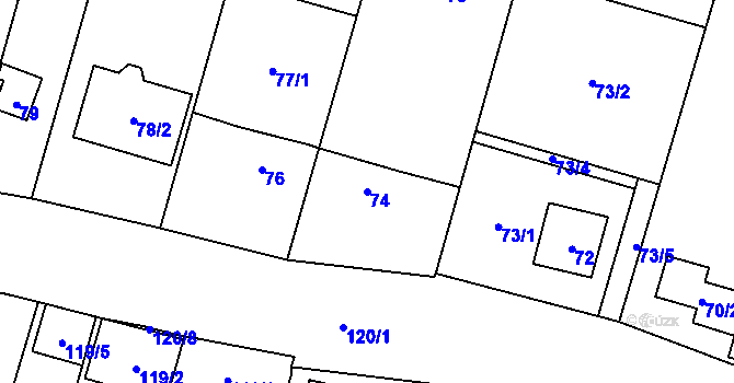 Parcela st. 74 v KÚ Čelkovice, Katastrální mapa