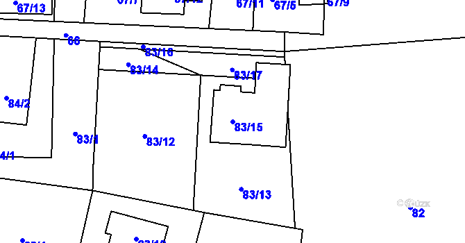 Parcela st. 83/15 v KÚ Čelkovice, Katastrální mapa