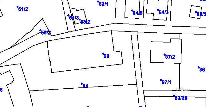 Parcela st. 90 v KÚ Čelkovice, Katastrální mapa