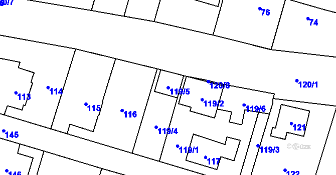 Parcela st. 119/5 v KÚ Čelkovice, Katastrální mapa