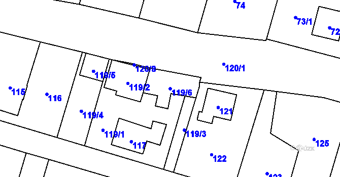 Parcela st. 119/6 v KÚ Čelkovice, Katastrální mapa