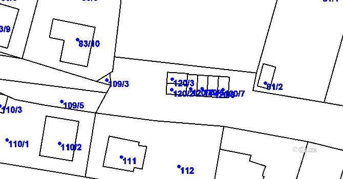 Parcela st. 120/2 v KÚ Čelkovice, Katastrální mapa