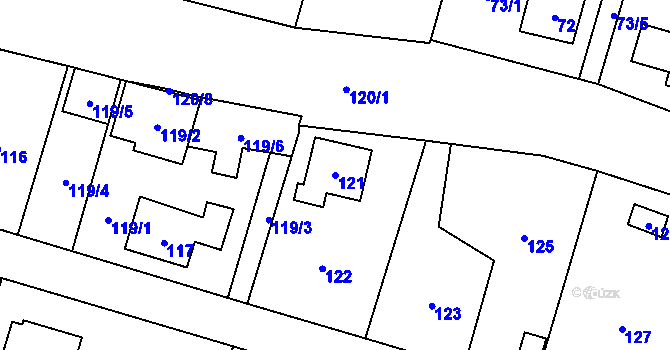Parcela st. 121 v KÚ Čelkovice, Katastrální mapa