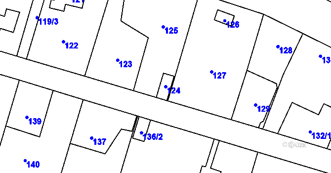 Parcela st. 124 v KÚ Čelkovice, Katastrální mapa