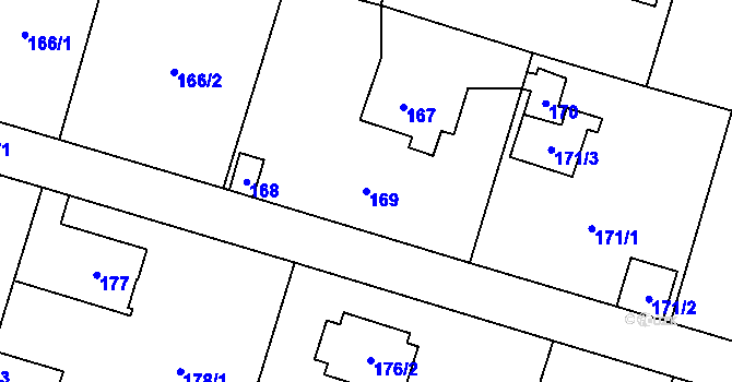 Parcela st. 169 v KÚ Čelkovice, Katastrální mapa