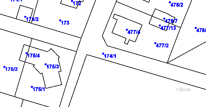 Parcela st. 174/1 v KÚ Čelkovice, Katastrální mapa