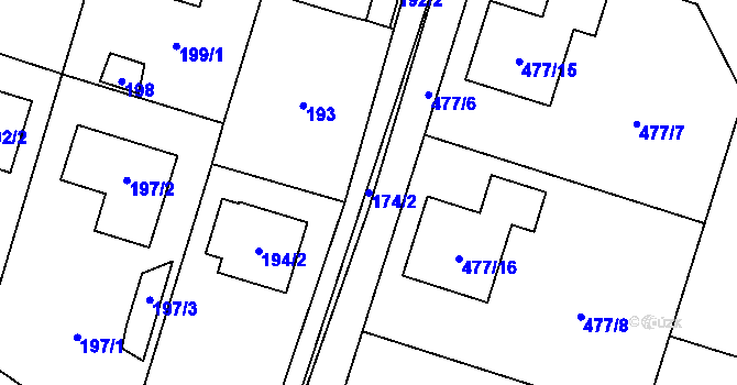 Parcela st. 174/2 v KÚ Čelkovice, Katastrální mapa