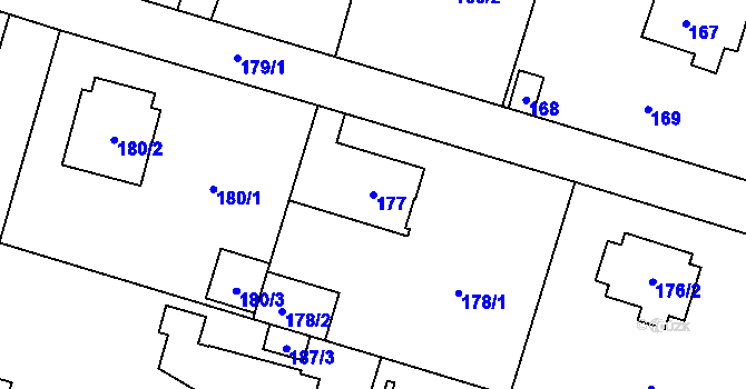 Parcela st. 177 v KÚ Čelkovice, Katastrální mapa