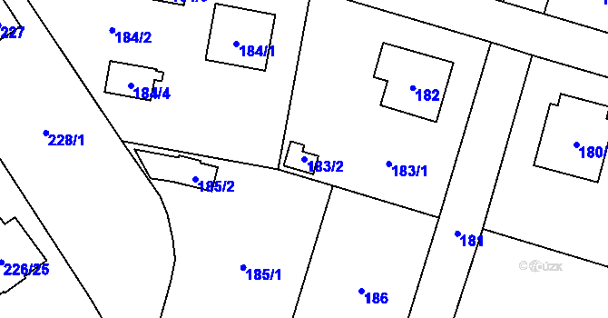 Parcela st. 183/2 v KÚ Čelkovice, Katastrální mapa