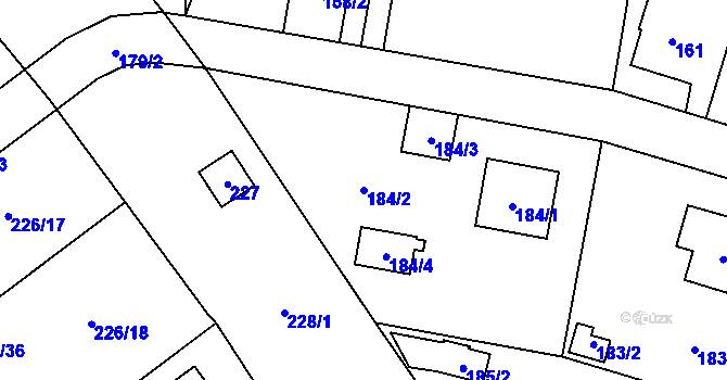 Parcela st. 184/2 v KÚ Čelkovice, Katastrální mapa